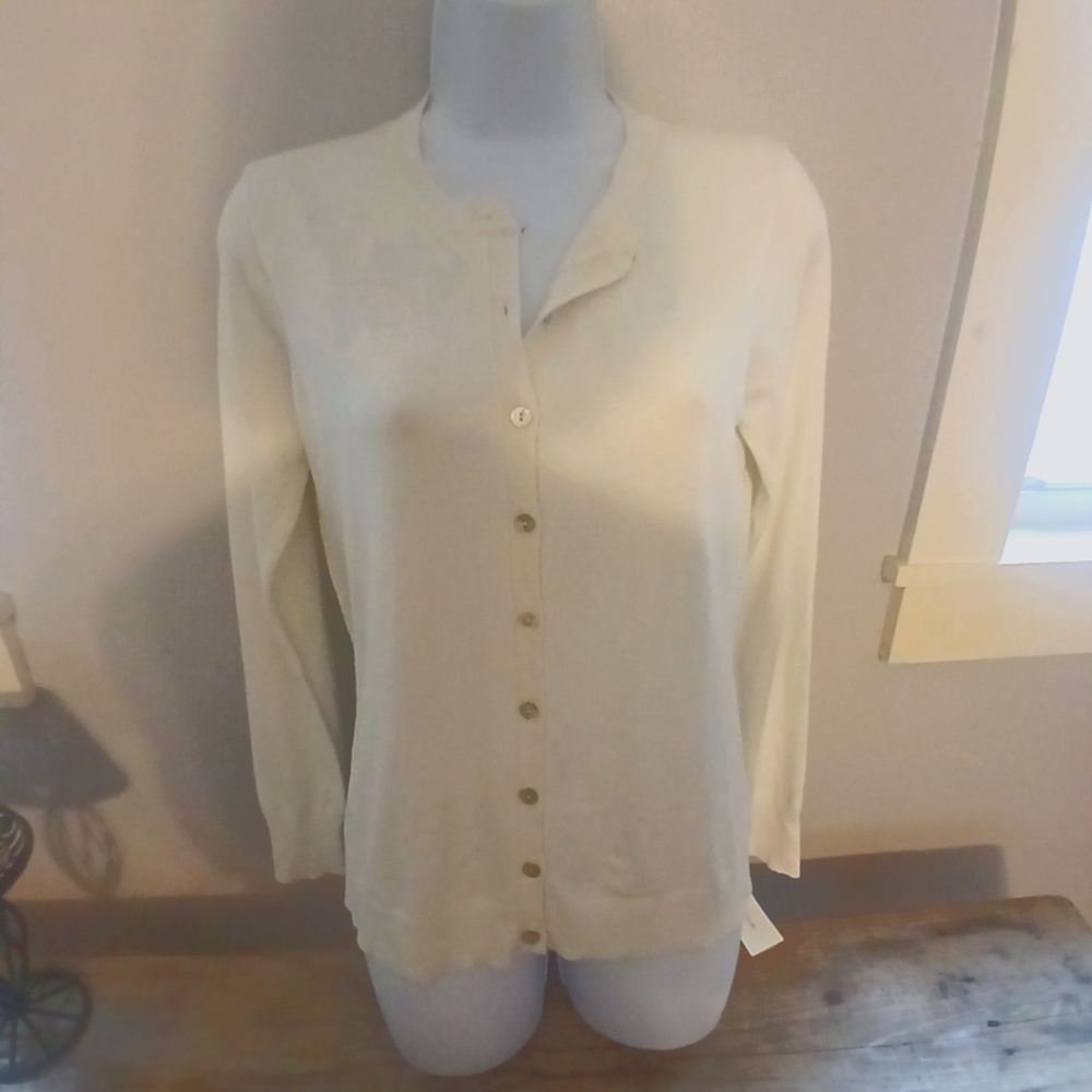 Women's Charter Club Cardigan White Silk, Nylon, Viscose. Sz Small, NWT